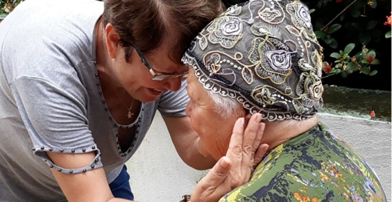 Two elders enjoying each other's company